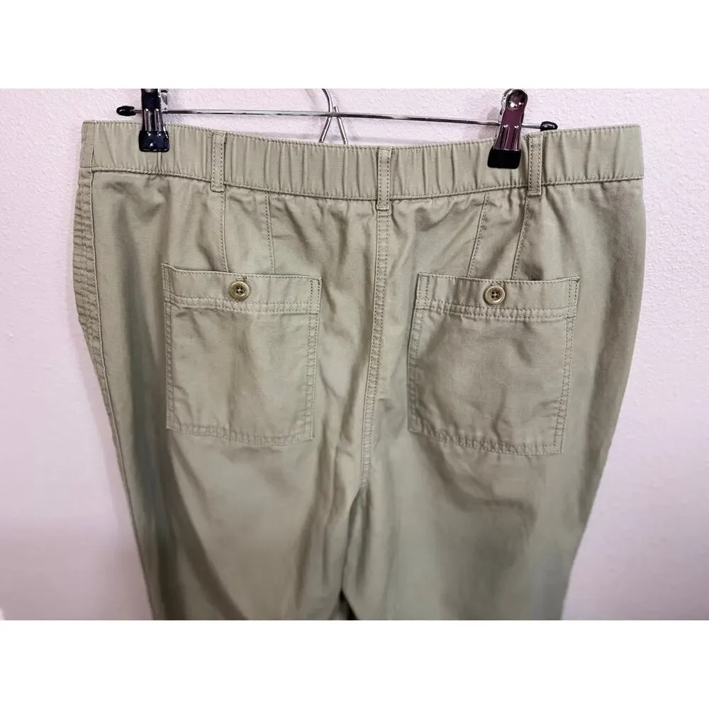 Talbots khaki green slim cargo pants deep pockets straight leg fly front Sz 14